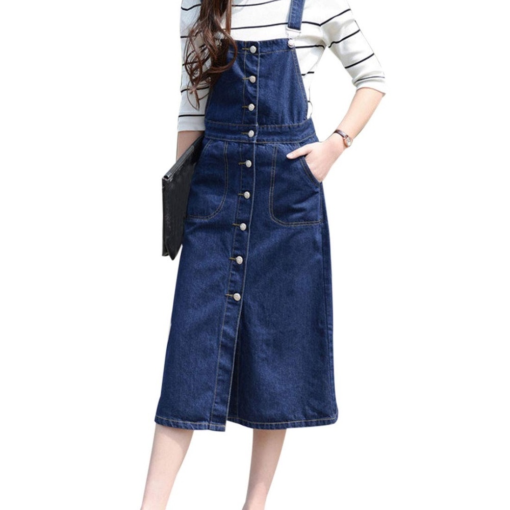 Yeokou denim overall dress